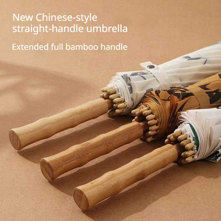 Golf Umbrella Large - Retro Antique Chinese Style Large Bamboo