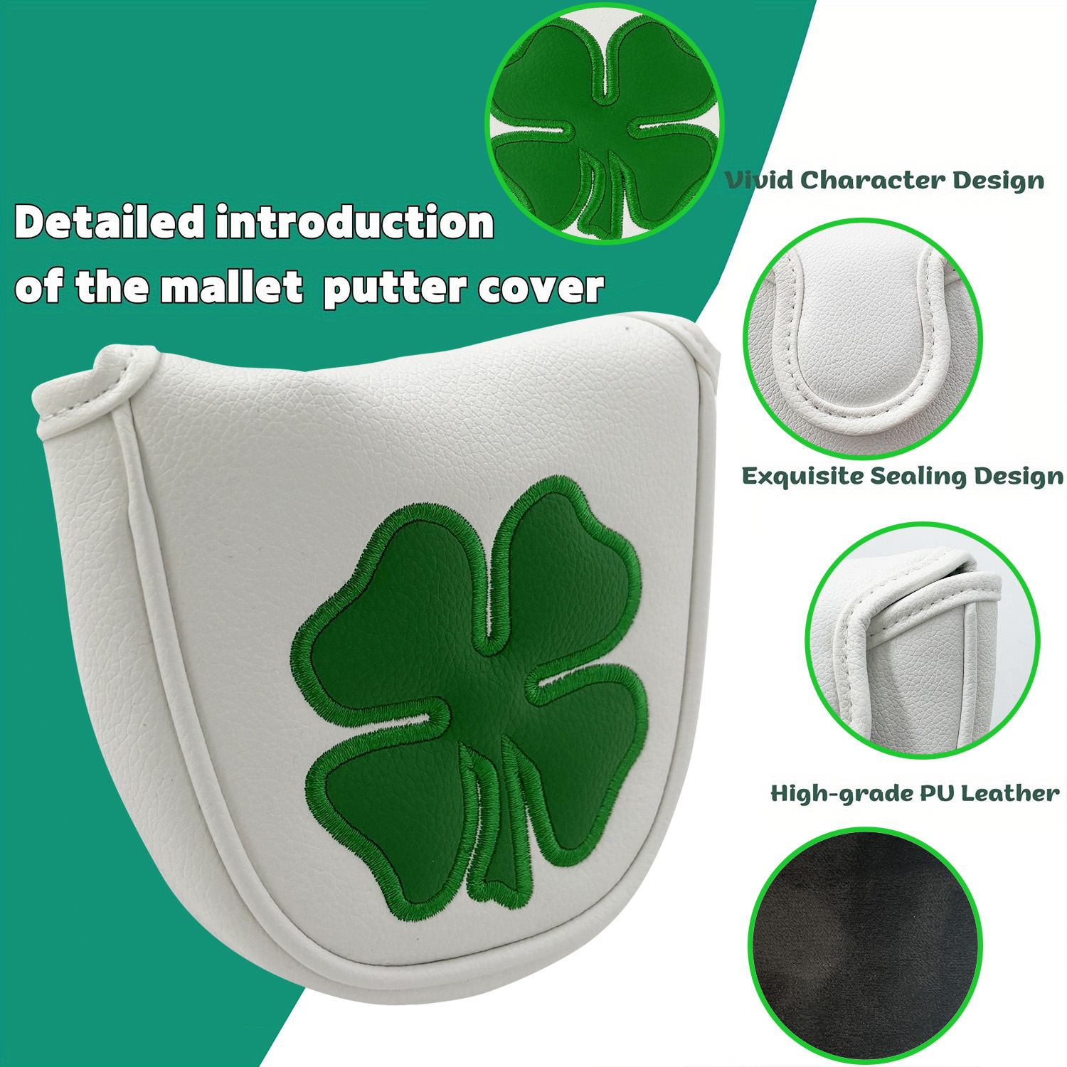 1pc Putter Head Cover, 'Clover - огляд і ціна Golf Tees